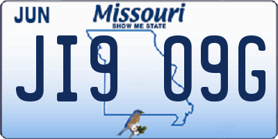 MO license plate JI9O9G