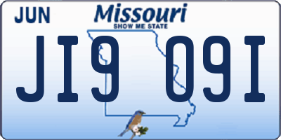 MO license plate JI9O9I
