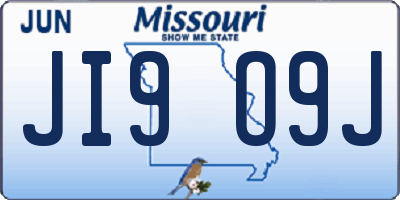 MO license plate JI9O9J