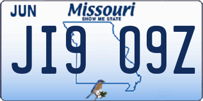 MO license plate JI9O9Z