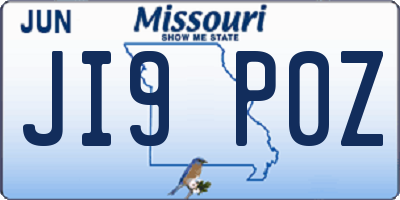 MO license plate JI9P0Z