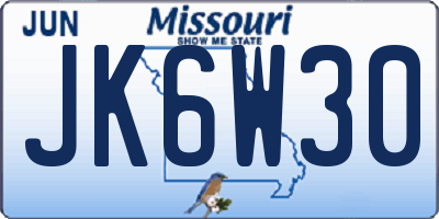 MO license plate JK6W30