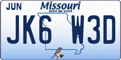 MO license plate JK6W3D