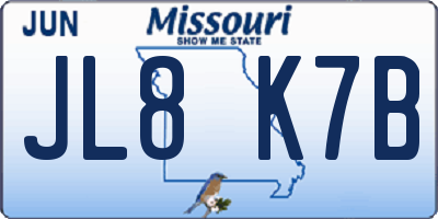 MO license plate JL8K7B