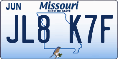 MO license plate JL8K7F