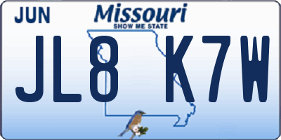 MO license plate JL8K7W