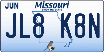 MO license plate JL8K8N