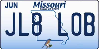 MO license plate JL8L0B