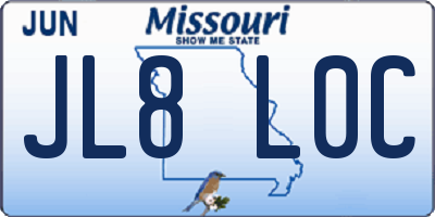 MO license plate JL8L0C