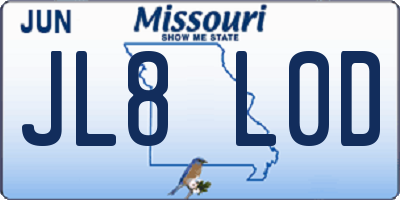 MO license plate JL8L0D
