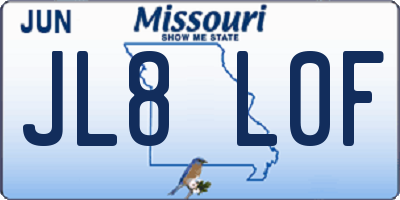 MO license plate JL8L0F
