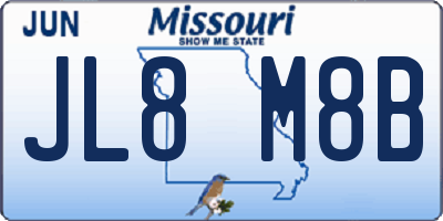 MO license plate JL8M8B