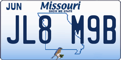 MO license plate JL8M9B