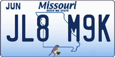 MO license plate JL8M9K