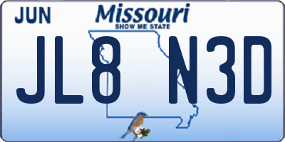 MO license plate JL8N3D