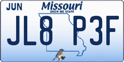MO license plate JL8P3F