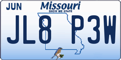 MO license plate JL8P3W