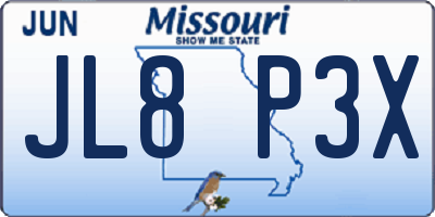 MO license plate JL8P3X