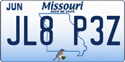 MO license plate JL8P3Z