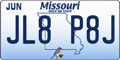 MO license plate JL8P8J