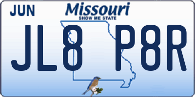 MO license plate JL8P8R