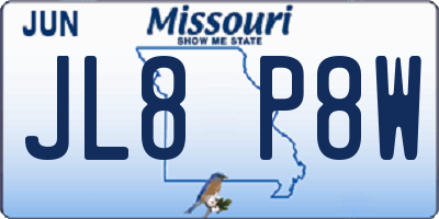 MO license plate JL8P8W