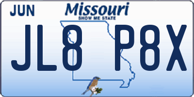 MO license plate JL8P8X