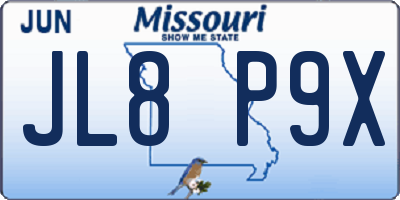 MO license plate JL8P9X