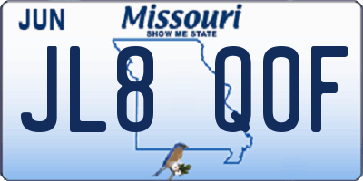 MO license plate JL8Q0F