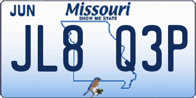 MO license plate JL8Q3P