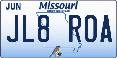 MO license plate JL8R0A