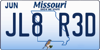 MO license plate JL8R3D