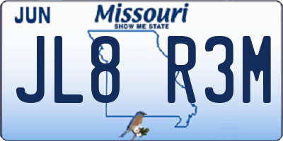 MO license plate JL8R3M