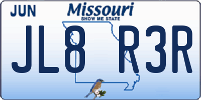 MO license plate JL8R3R