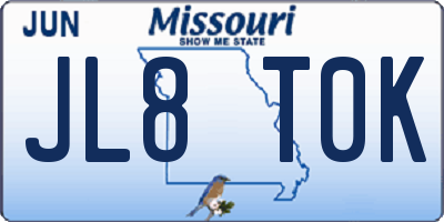 MO license plate JL8T0K