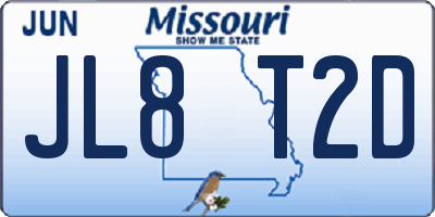 MO license plate JL8T2D