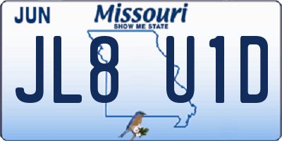 MO license plate JL8U1D