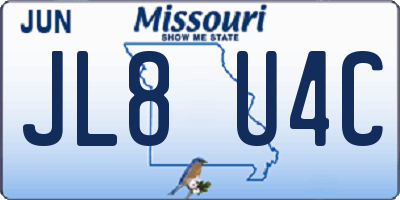 MO license plate JL8U4C