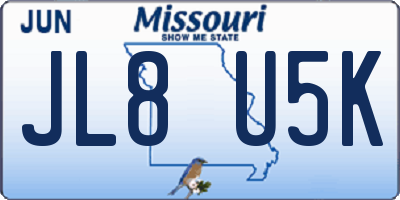 MO license plate JL8U5K
