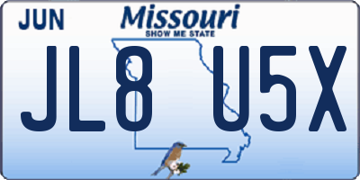 MO license plate JL8U5X