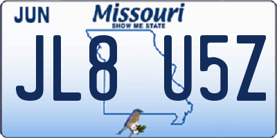 MO license plate JL8U5Z