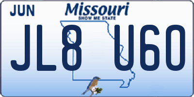 MO license plate JL8U6O