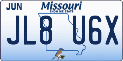 MO license plate JL8U6X