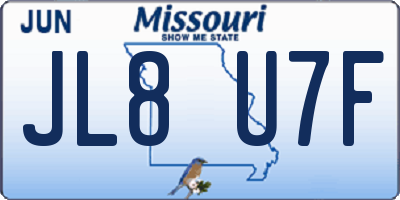 MO license plate JL8U7F