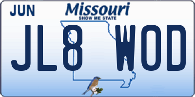 MO license plate JL8W0D