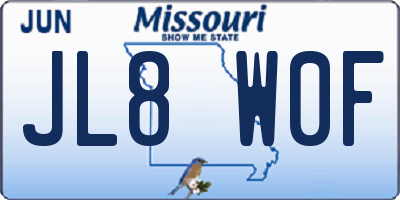 MO license plate JL8W0F