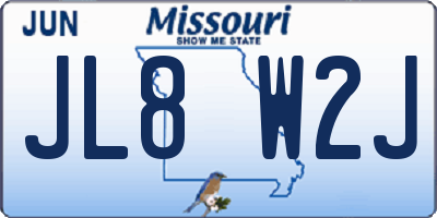 MO license plate JL8W2J
