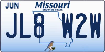 MO license plate JL8W2W