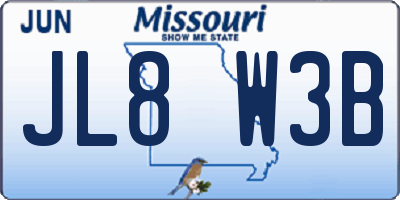 MO license plate JL8W3B
