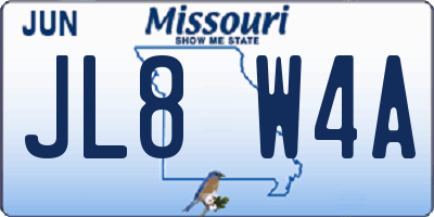 MO license plate JL8W4A